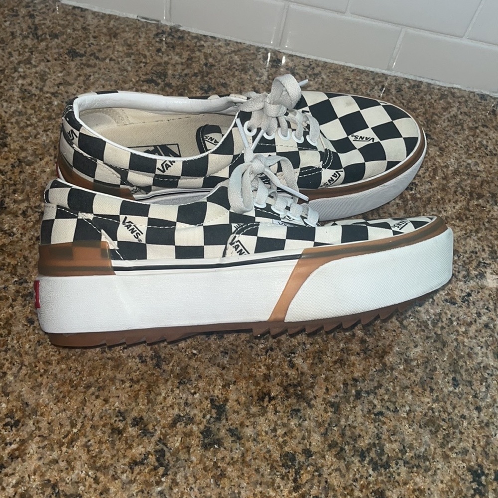 Checkered Stacked Platform Vans